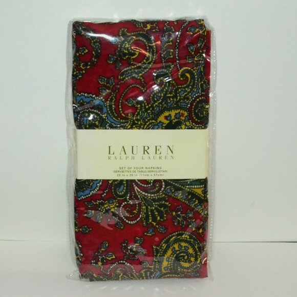 Ralph Lauren Set Of 4 Napkins New In Package Bridgette Paisley 20 x 20 Linens - Picture 1 of 3